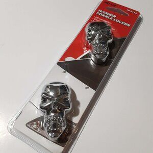 Skull Automobile Window Washer Nozzle Covers Chrome Plated New in Package